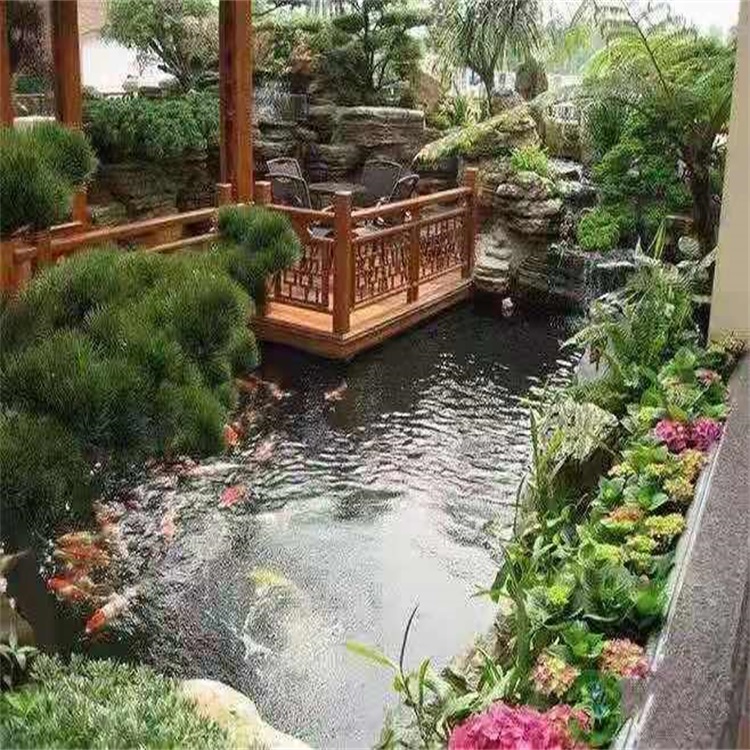 栾川庭院设计鱼池假山建造图
